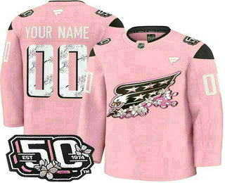 Mens Washington Capitals Customized Pink 50th Anniversary Authentic Jersey
